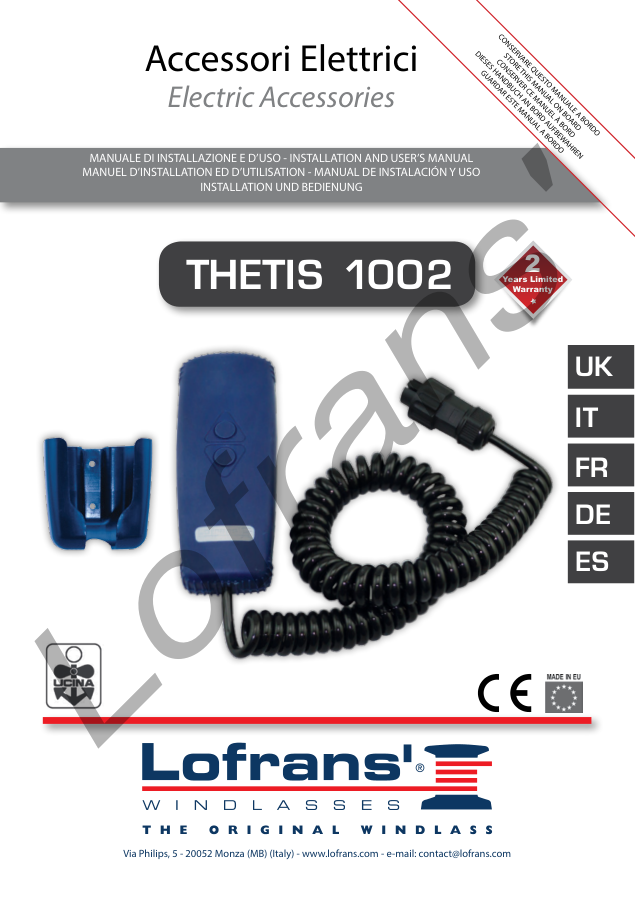 Lofrans Thetis 1002 Remote Control (PDF) – MAURIPRO Sailing
