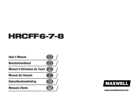 Maxwell HRC FF6, FF7 & FF8 Free Fall Windlass — Owner's Manual