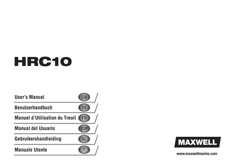 Maxwell HRC10 Horizontal Windlass — Owner's Manual