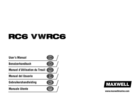 Maxwell RC6 & VWRC6 Windlass — Owner's Manual