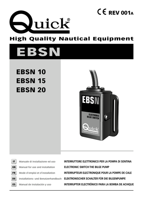 Quick EBSN Electronic Switch for Bilge Pump — Installation Manual