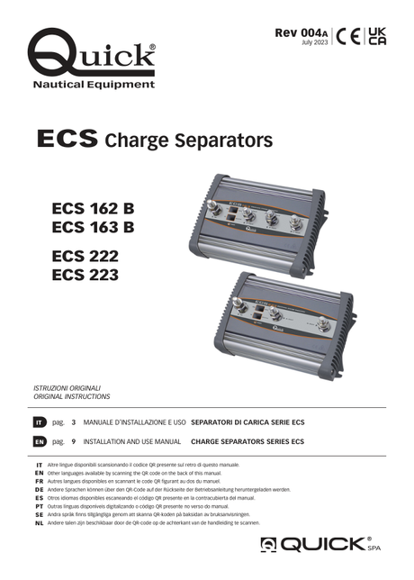Quick ECS 162, 163, 222 & 223 Charge Separators — Installation Manual