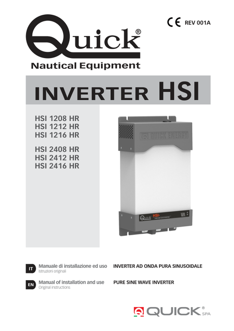 Quick HSI HR Inverters 1208–2416 — Installation & Use Manual