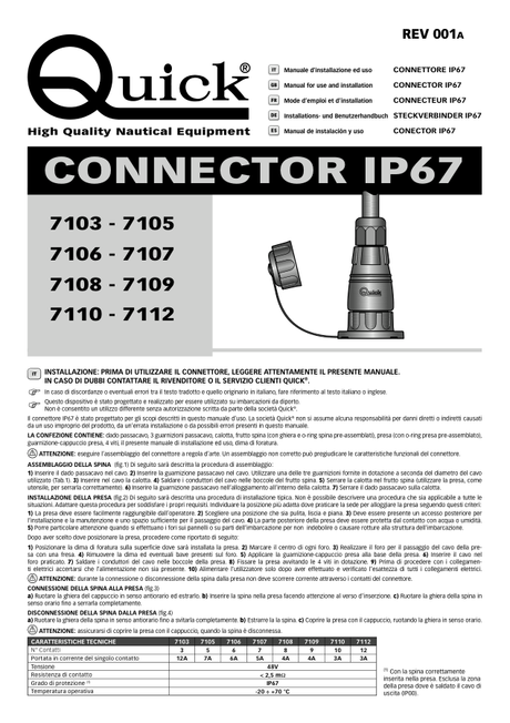 Quick IP67 Connector 71xx Series — Instructions