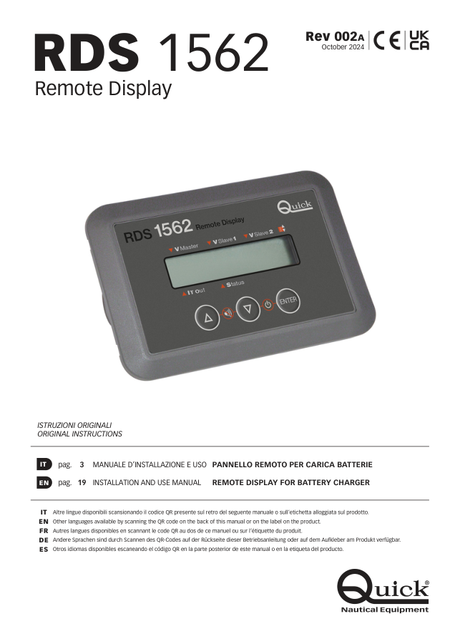 Quick RDS 1562 Remote Display — Installation & Use Manual