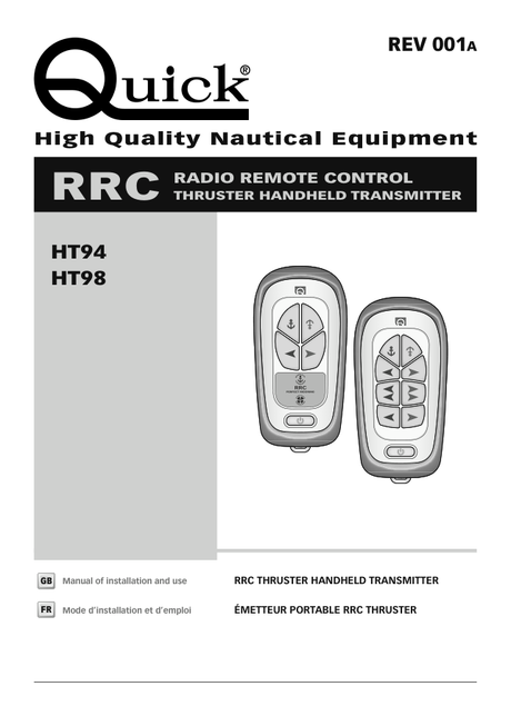 Quick RRC HT4 & HT8 Thruster Hand-Held Transmitters — User Manual