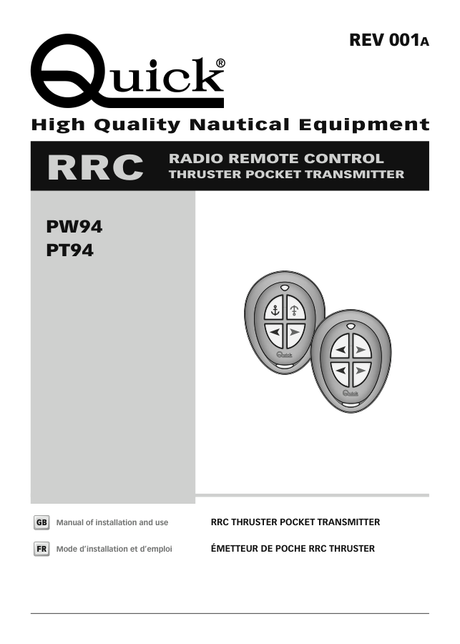 Quick RRC PW4 & PT4 Thruster Pocket Transmitters — User Manual