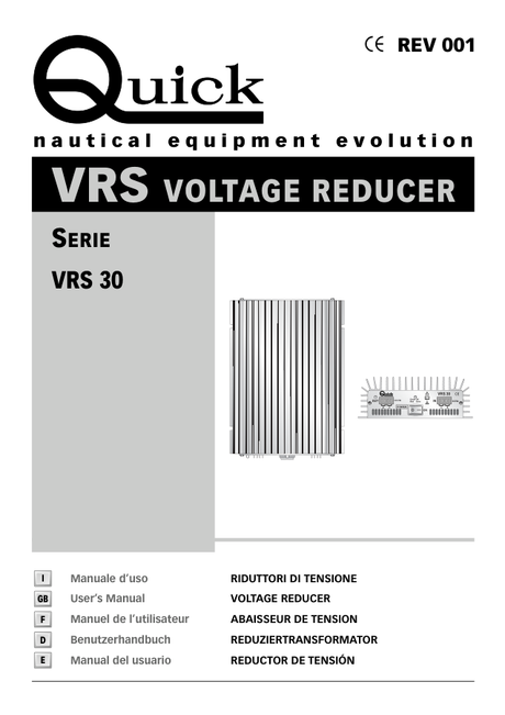 Quick VRS 30 HE Voltage Reducer — Installation Manual