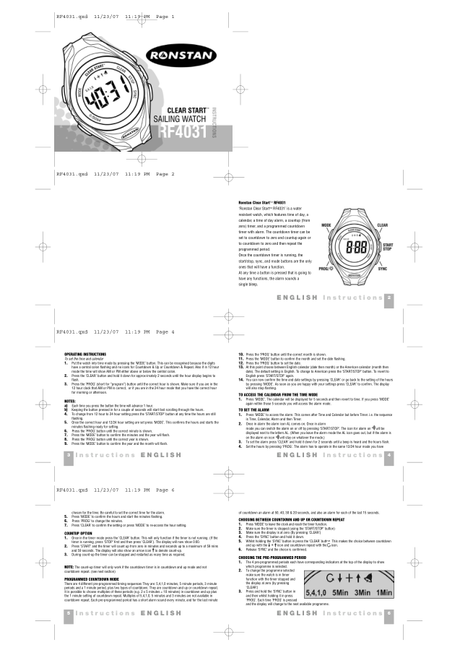 Ronstan ClearStart RF4031 — User Instructions