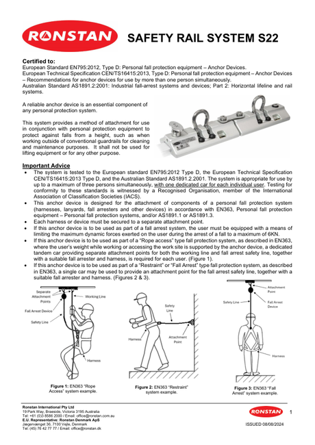 Ronstan S22 Safety Rail System — User Instructions