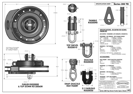 Ronstan Series 200R Furler — Spec Sheet & Instructions