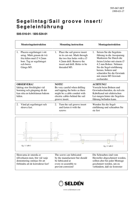 Selden Sail Groove Insert for Full Batten Cars — Instructions