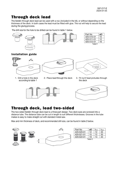 Selden Through Deck Lead — Installation Manual