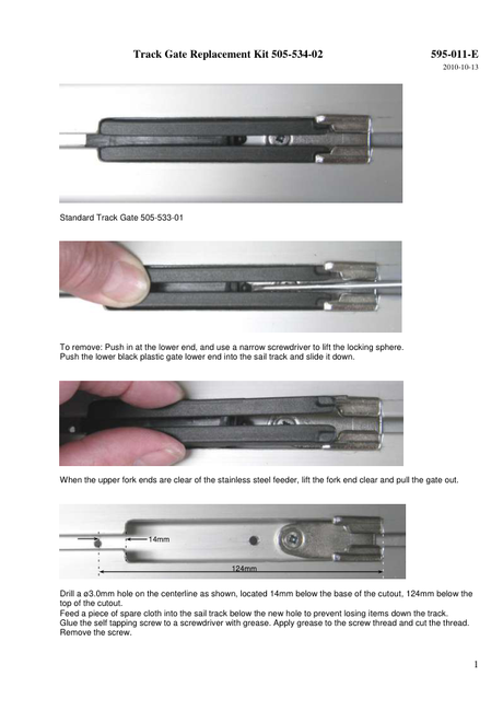 Selden Track Gate Replacement Kit — Instructions