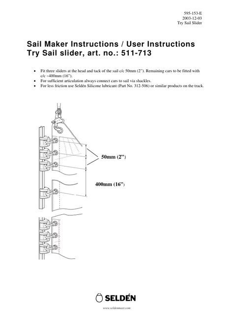 Selden Try Sail Slider — Instructions