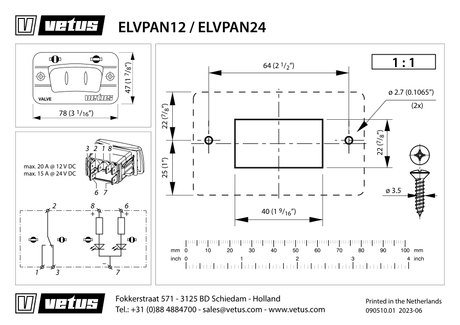 Vetus ELVPAN12, ELVPAN24 — Instructions