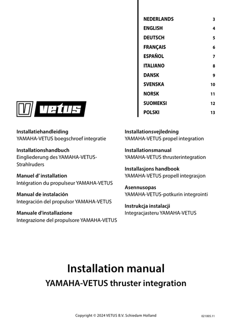 Vetus-Yamaha Integration — Installation Manual