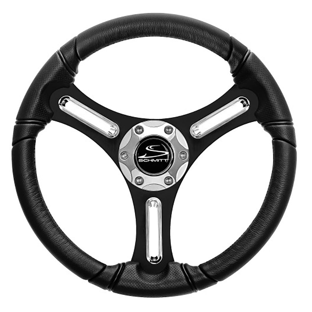Schmitt Marine Torcello 14" Wheel - 03 Series - Polyurethane Wheel w/Chrome Spoke Inserts and Cap - Black Brushed Spokes - 3/4" - Retail Packaging