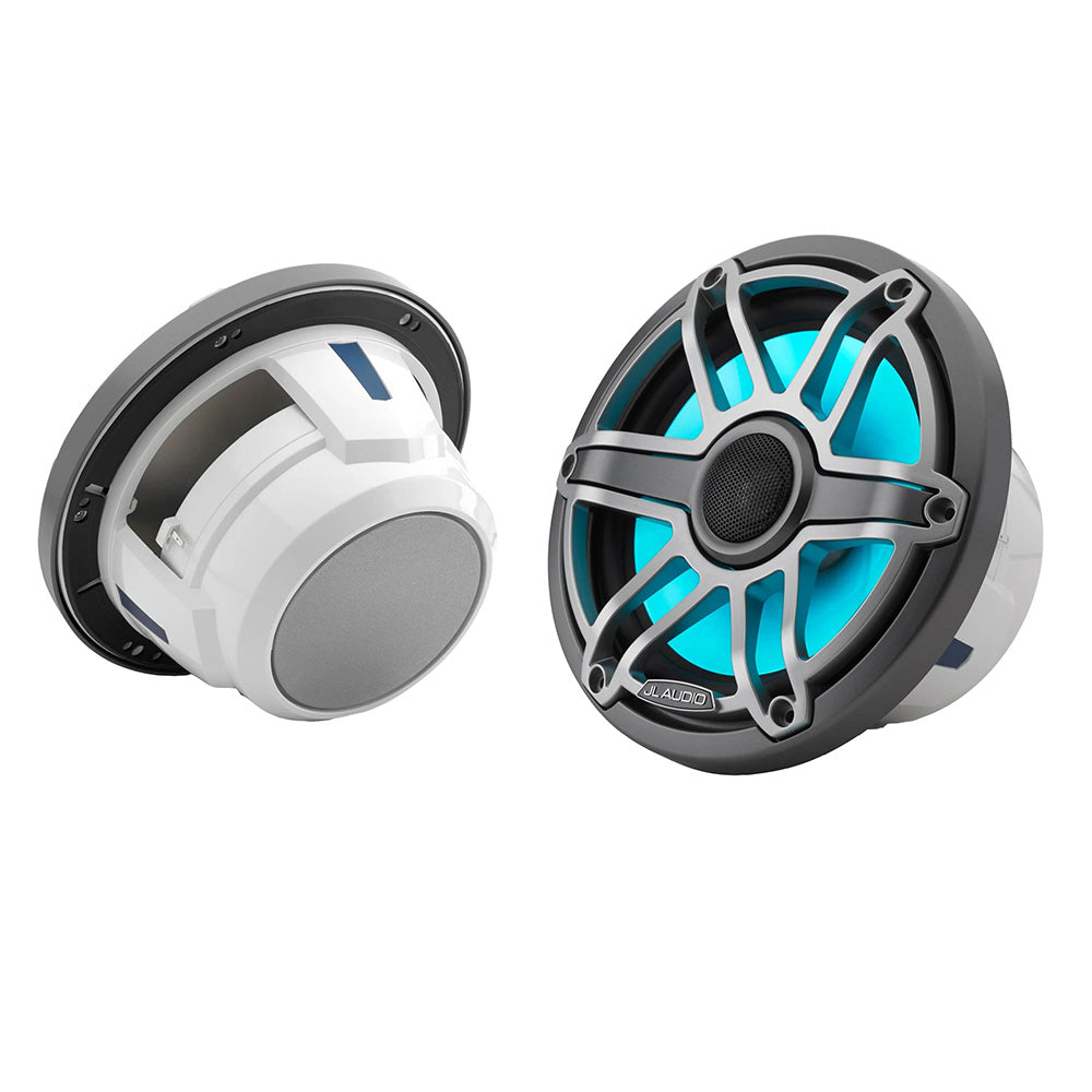 JL Audio M6 Series 7.7" Waterproof Coaxial Speakers w/Grey Metallic Sport Grille and Transflective LED Lighting - M6-770X-S-GmTi-i (010-03076-00)