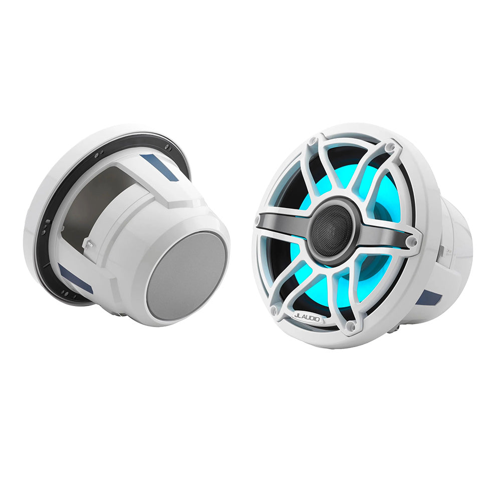 JL Audio M6 Series 8.8" Waterproof Coaxial Speakers w/Gloss White Sport Grille and Transflective LED Lighting - M6-880X-S-GwGw-i (010-03095-00)