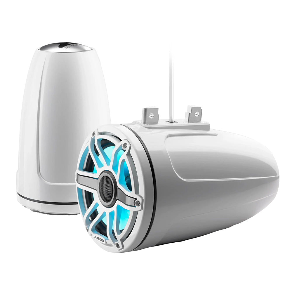 JL Audio M6 Series 7.7" Enclosed Tower Coaxial System w/Gloss White Classic Grille and Transflective LED Lighting - M6-770ETXv3-Gw-S-GwGw-i (010-03278-00)