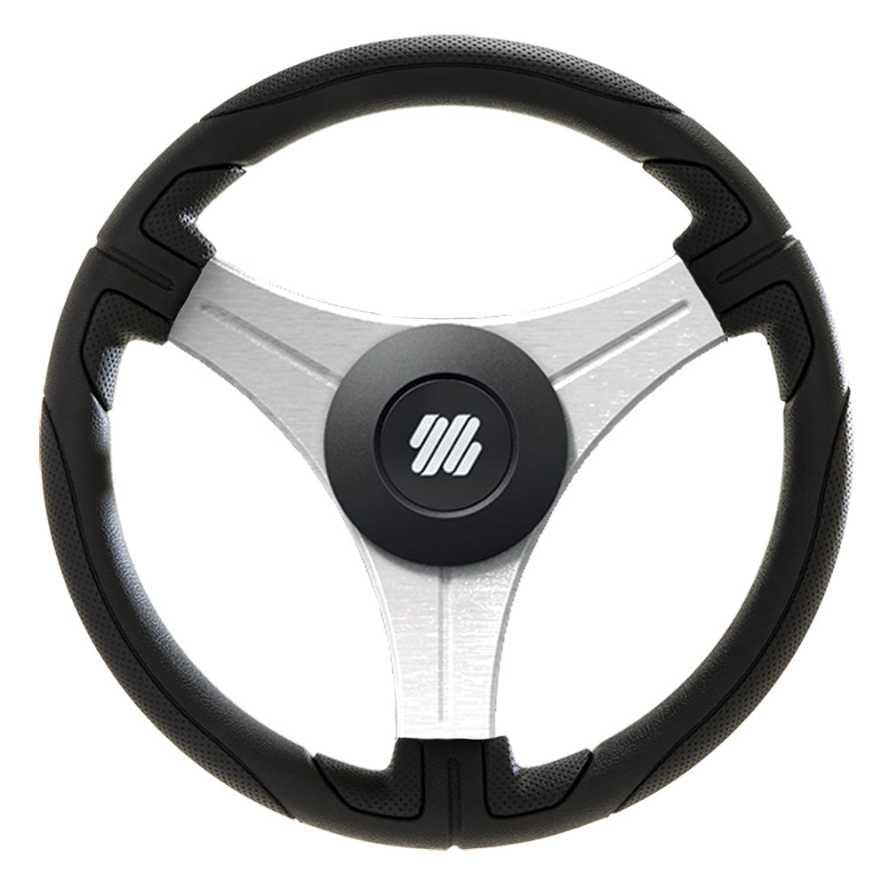 Uflex Ustica 13" Steering Wheel - Black - Polyurethane w/Silver Spokes and X62 Hub