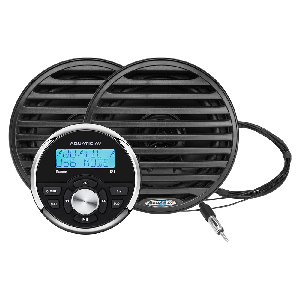 Aquatic AV GP1 Gauge Stereo and Economy 6.5" Speakers - Black (Pair) (GP100B)