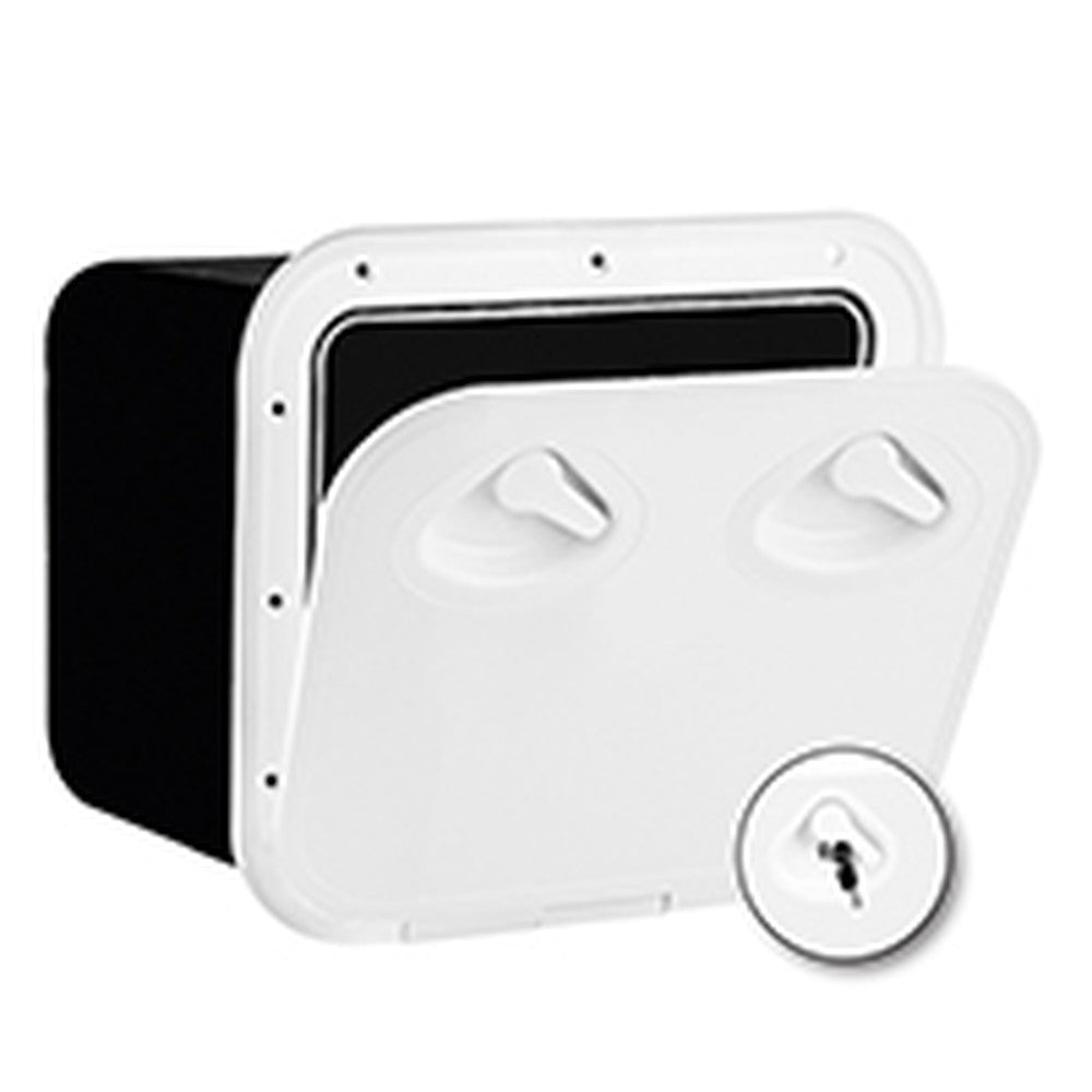 Nuova Rade Mid Line Storage Hatch W/Lock, White, 15'' X 15'' (380 X 380 Mm)