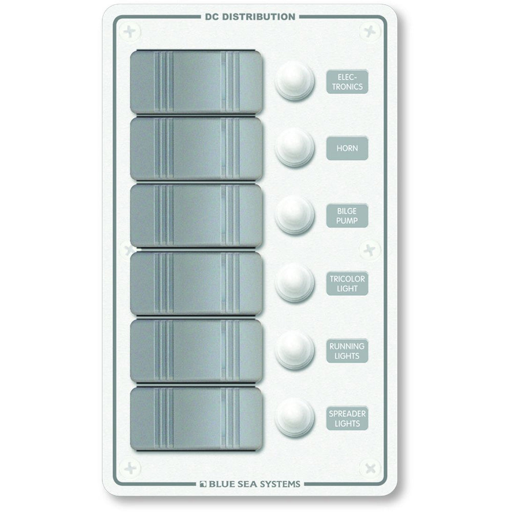 Blue Sea 8273 Water Resistant Panel - 6 Position - White - Vertical (8273)