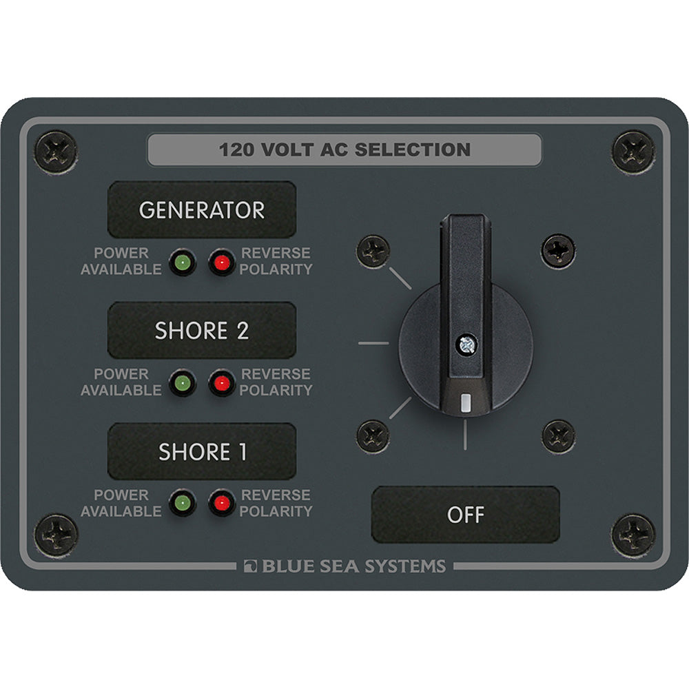 Blue Sea 8366 AC Rotary Switch Panel 30 Ampere 3 Positions + OFF, 2 Pole (8366)