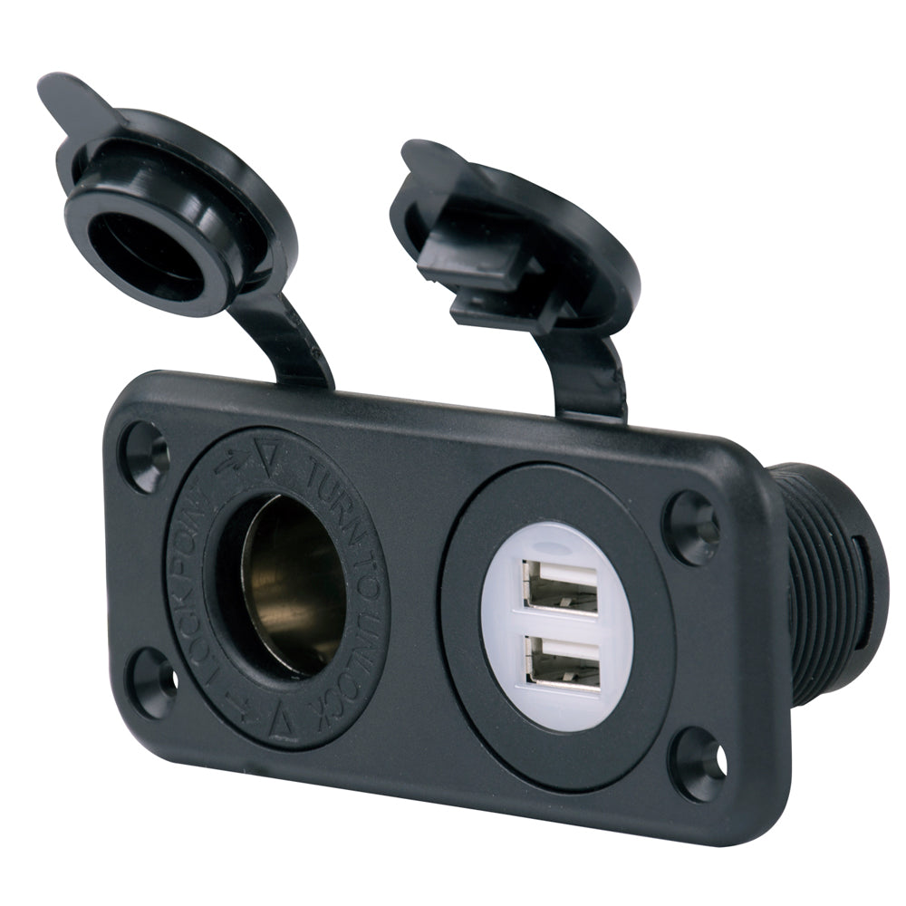 Marinco SeaLink Deluxe Dual USB Charger and 12V Receptacle