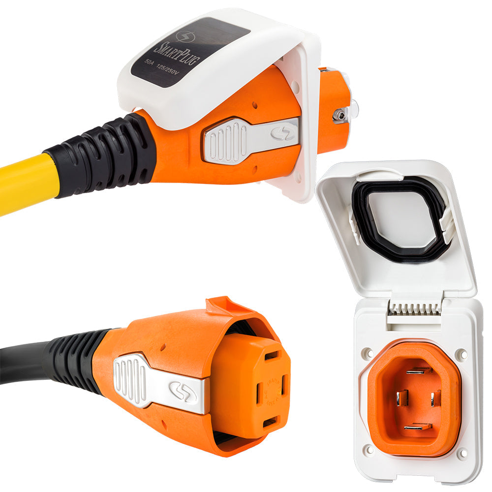 SmartPlug 50 AMP Inlet and Female Cord Connector Combo - White (B50ASSYPW)