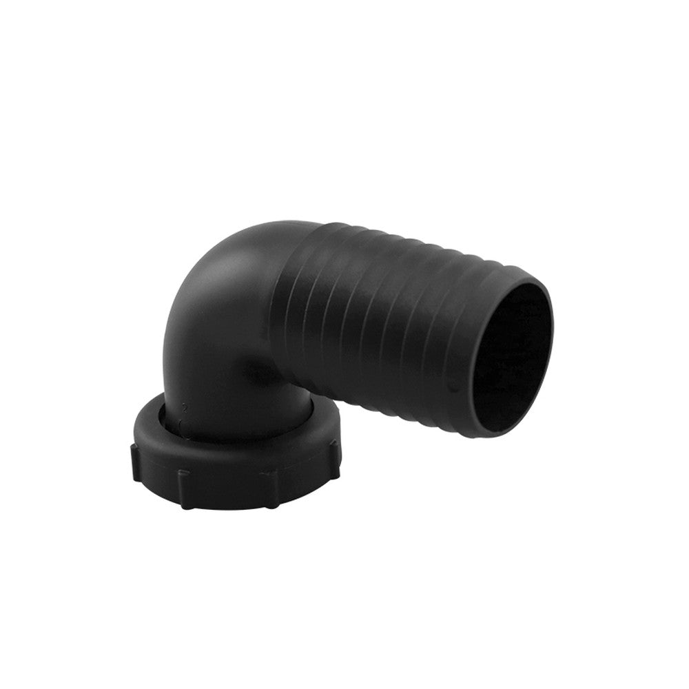 Nuova Rade Inlet Elbow Fitting For 2'' (38 Mm) Hose, 1 1/2'' Thread Tightening Ring, Black