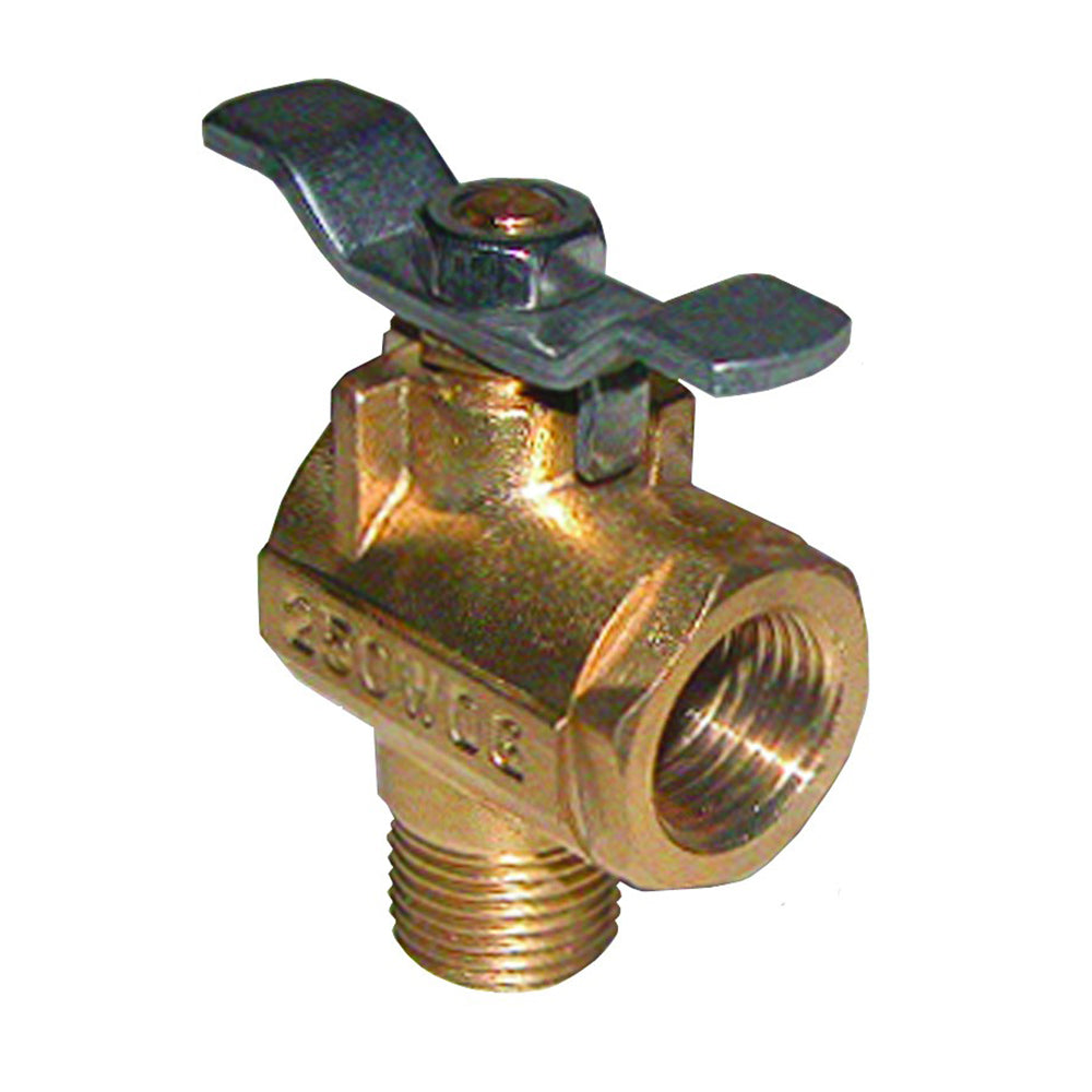 GROCO 1/2" NPT 90 degree Bronze Fuel Valve
