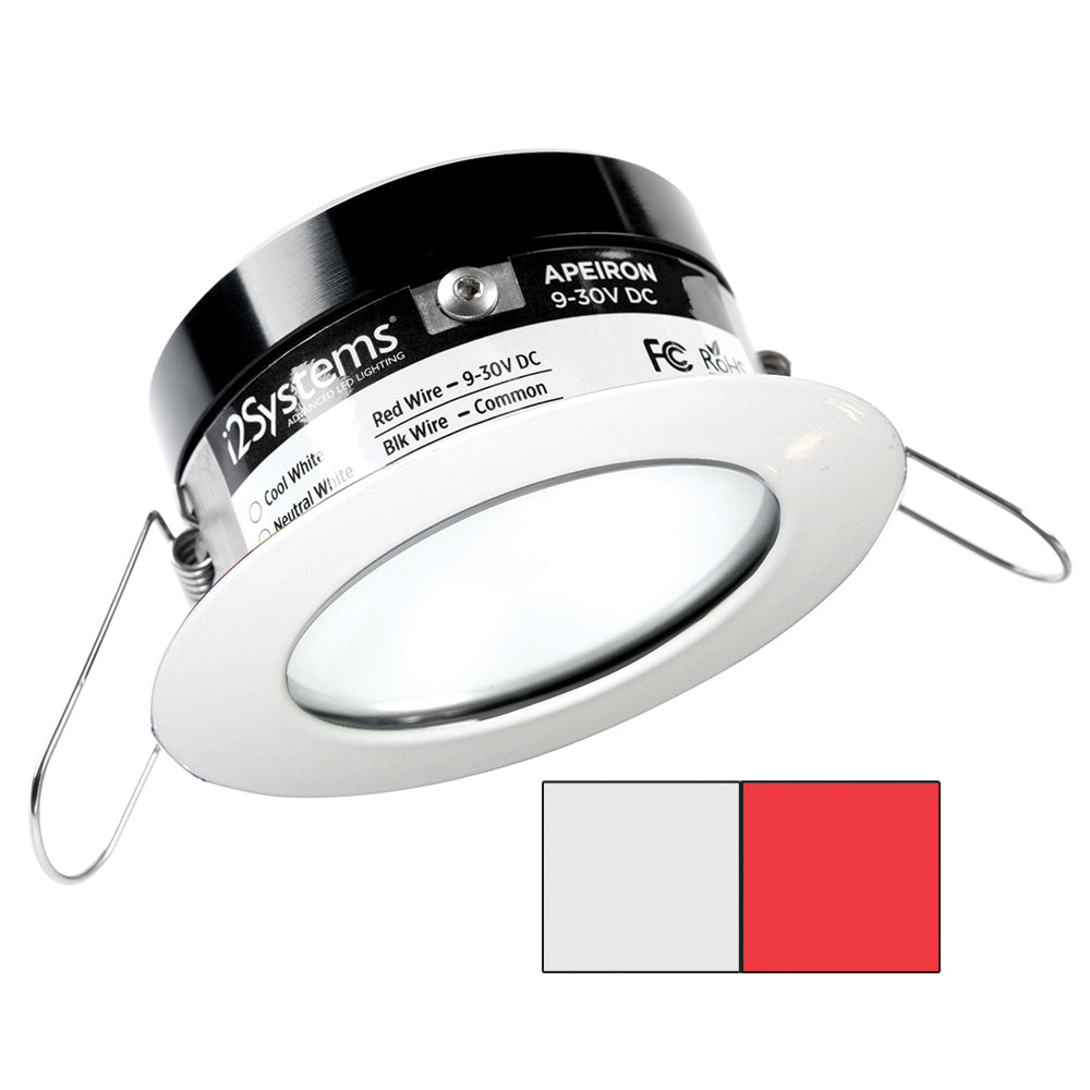 i2Systems Apeiron PRO A503 - 3W Spring Mount Light - Round - Cool White and Red - White Finish