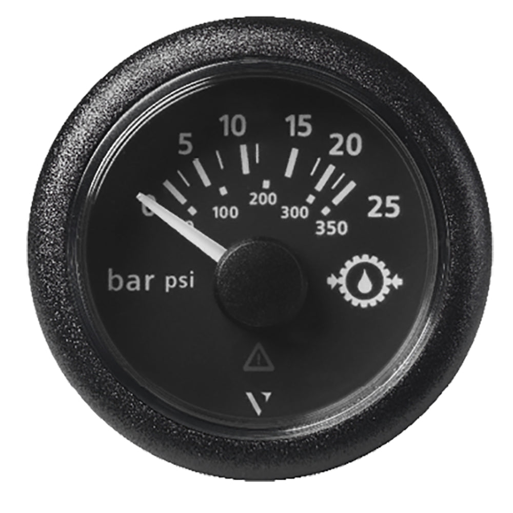 Veratron 52MM (2-1/16") ViewLine Transmission Oil Pressure 25 Bar/350 PSI - Black Dial and Round Bezel
