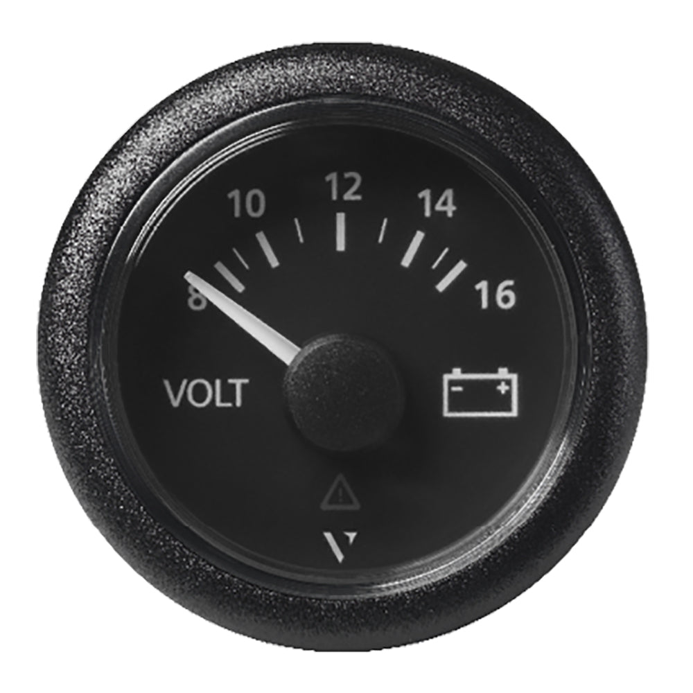 Veratron 52 MM (2-1/16") ViewLine Voltmeter - 8 to 16V - Black Dial and Bezel