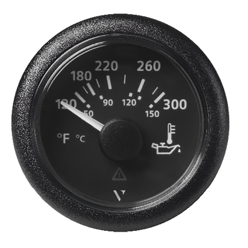 Veratron 52MM (2-1/16") ViewLine Oil Temperature Gauge 120-300 degrees F - Black Dial and Bezel