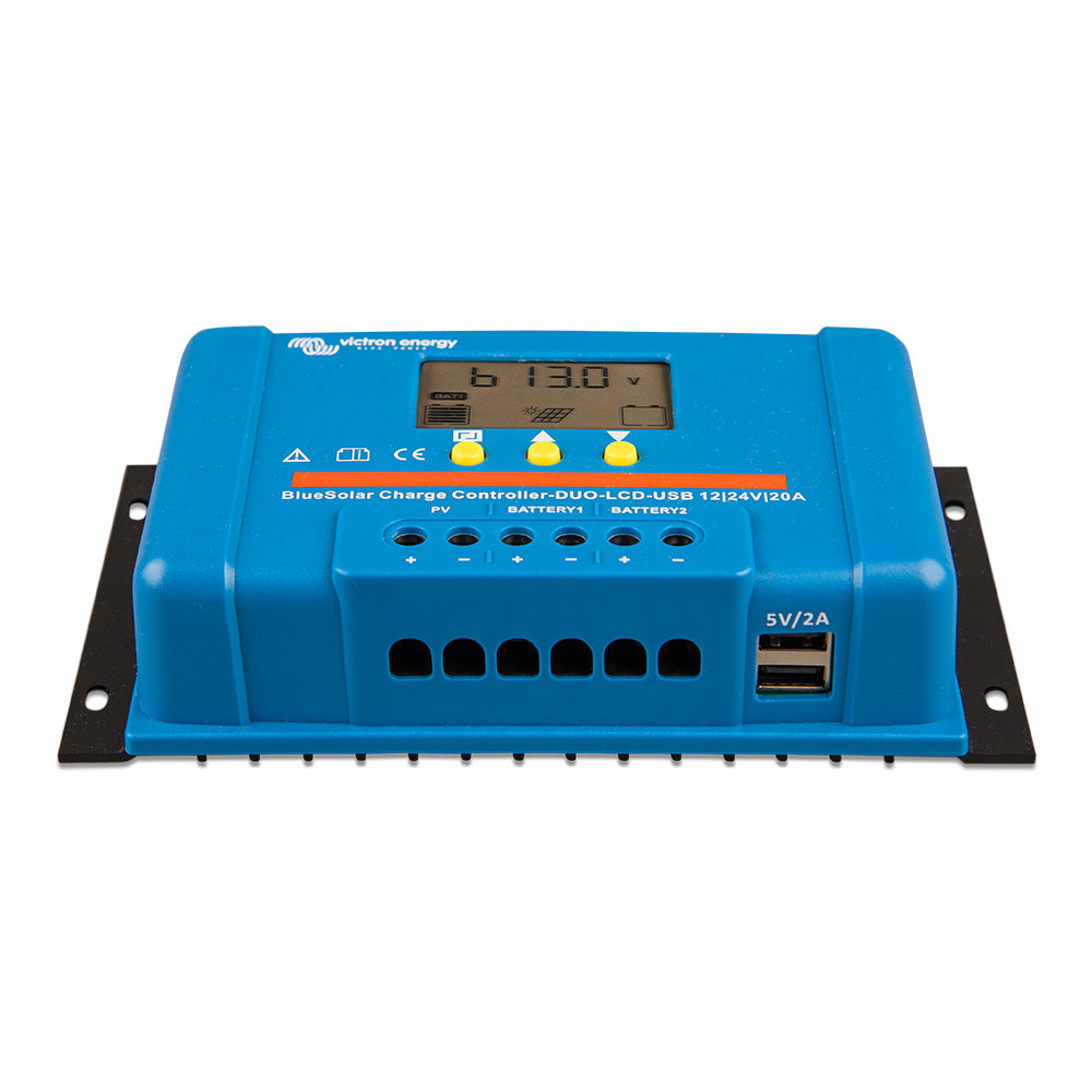 Victron BlueSolar PWM Charge Controller (DUO) LCD and USB Charge Control - 12/24VDC - 20A (SCC010020060)