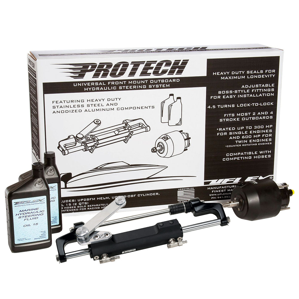 Uflex PROTECH 1.1 Front Mount OB Hydraulic System - Includes UP28 FM Helm, Oil and UC128-TS/1 Cylinder - No Hoses