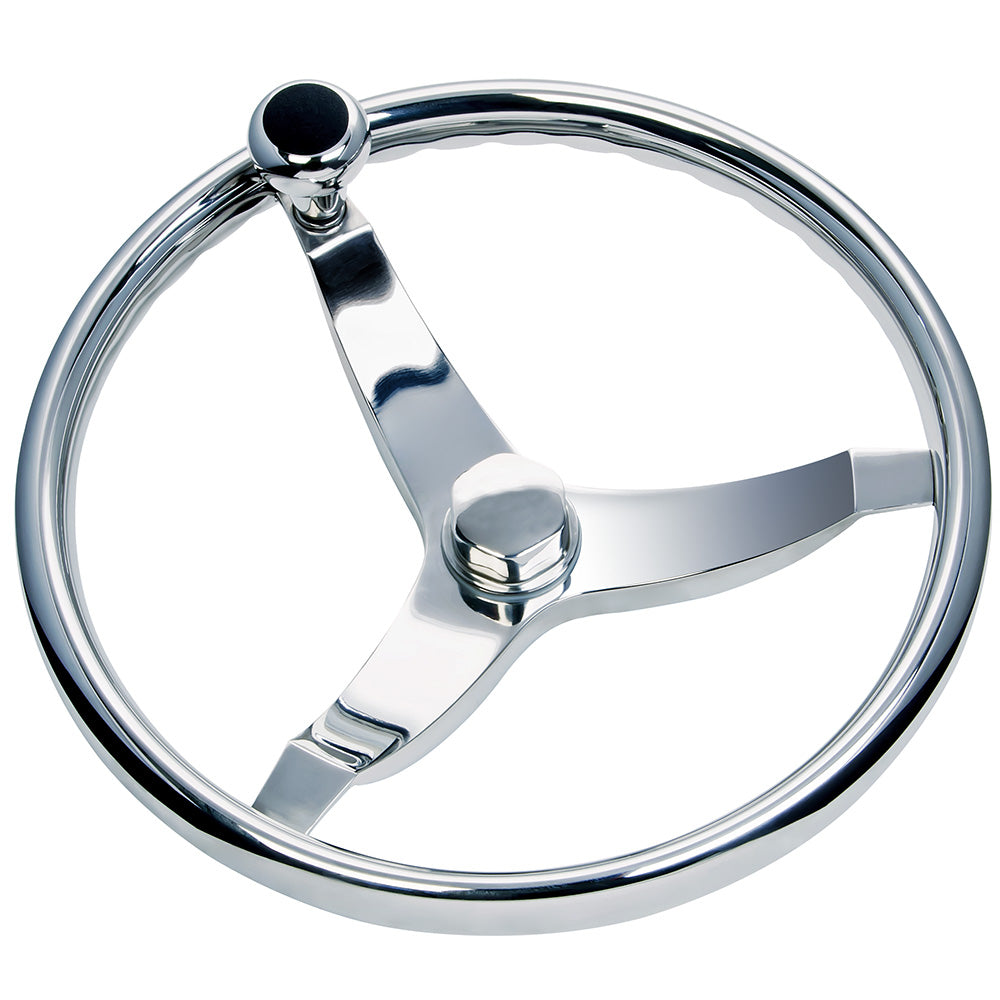 Schmitt Marine Vision FX Model 714 - 13.5" Wheel w/Knob and Finger Grip - 3/4" Tapered Shaft w/Faux Nut - 1/2" and 3/4" Adapters