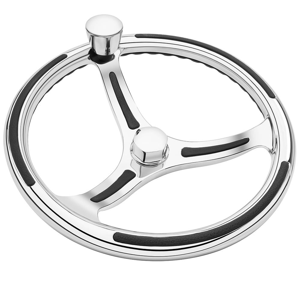 Schmitt Marine Primus Model 740 - 13.5" Wheel w/Knob and Finger Grip - 3/4" Tapered Shaft w/Faux Nut - 1/2" and 3/4" Adapters