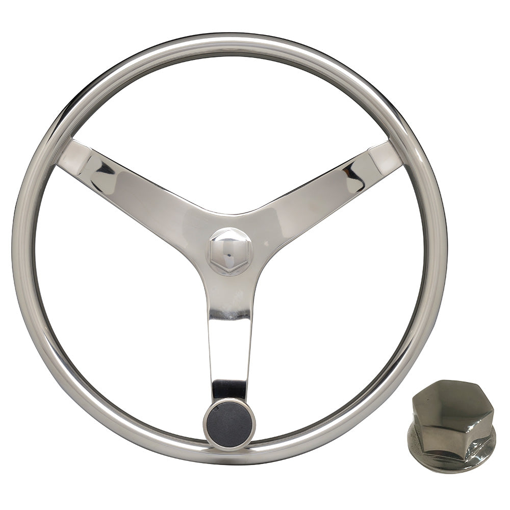 Uflex - V46 - 13.5" Stainless Steel Steering Wheel w/Speed Knob and Chrome Nut