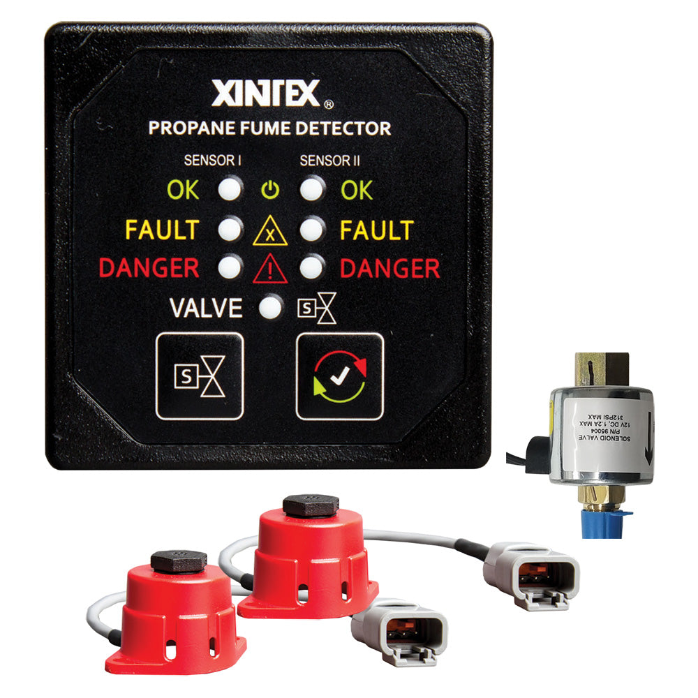 Fireboy-Xintex Propane Fume Detector, 2 Channel, 2 Sensors, Solenoid Valve and Control and 20' Cable - 24V DC