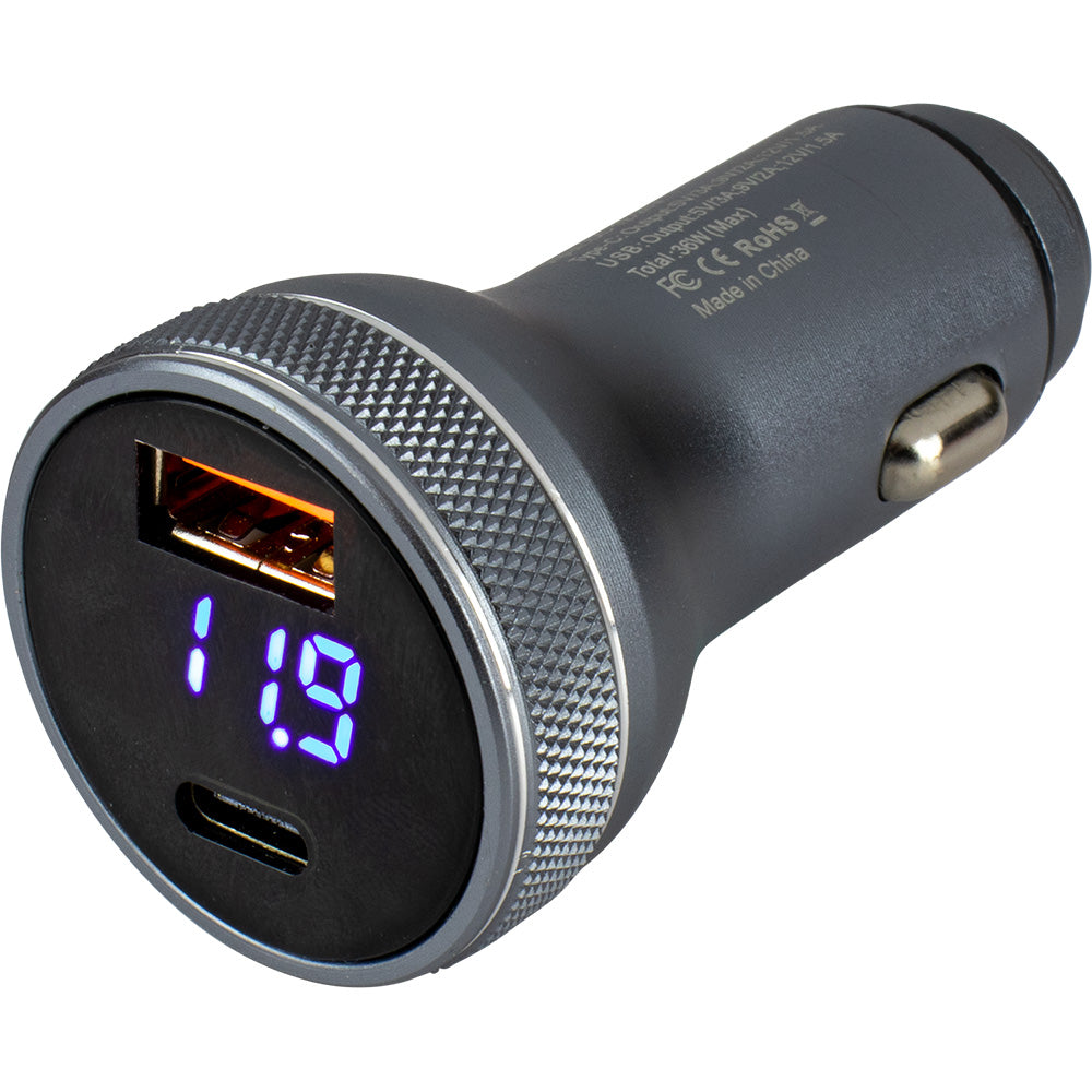 Sea-Dog Round USB and USB-C Power Plug w/Voltmeter