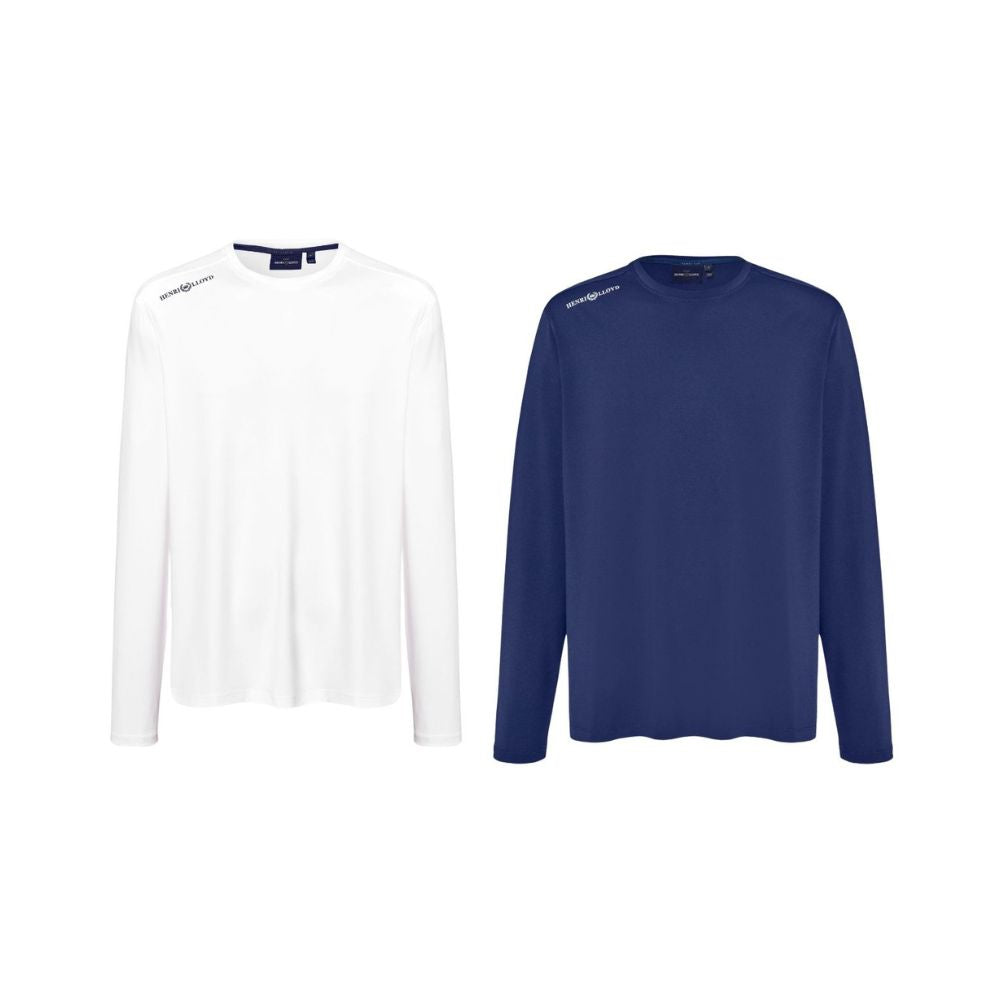 Henri-Lloyd Shirts & Polos - Dri-Fast LS Tee - White & Navy Blue - Size: S - Pack of 2