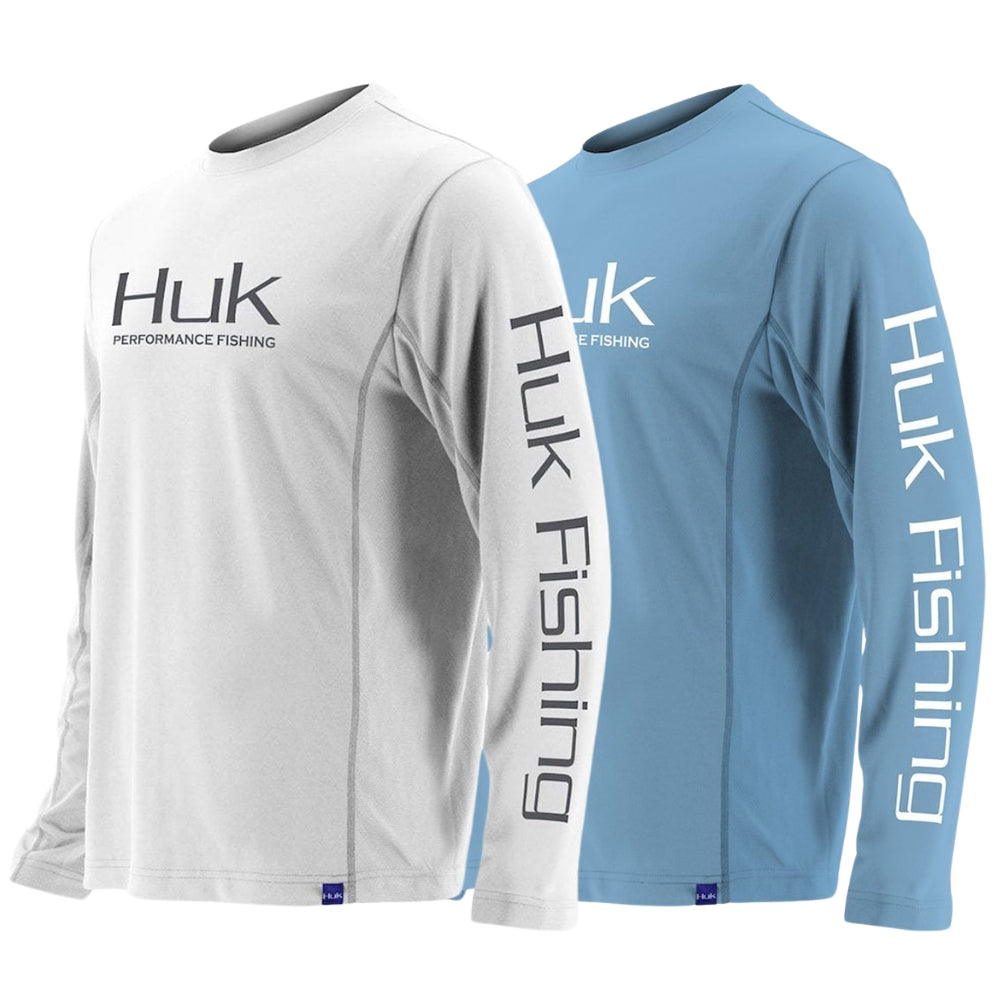 HUK Shirts & Polos - Icon LS - White & Light Blue - Size: S - Pack of 2