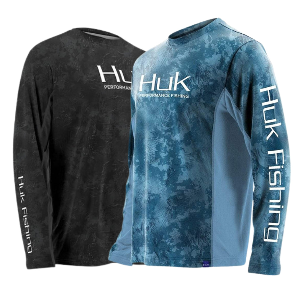 HUK Shirts & Polos - Icon Camo LS SubPhantis - Black & Blue - Size: S - Pack of 2