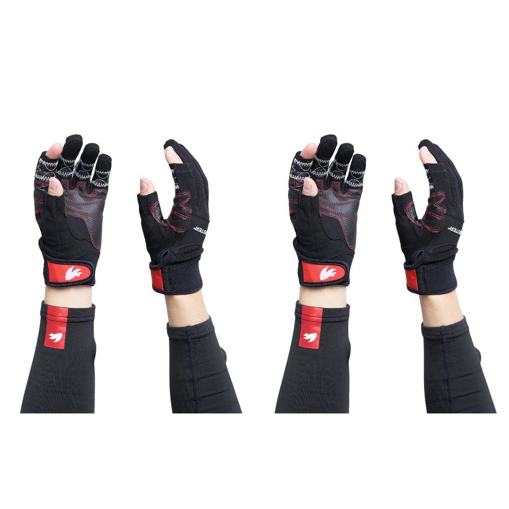 Rooster Gloves - Pro Race 2 Fingers Cut - Black - Size: L / XL - Pack of 2