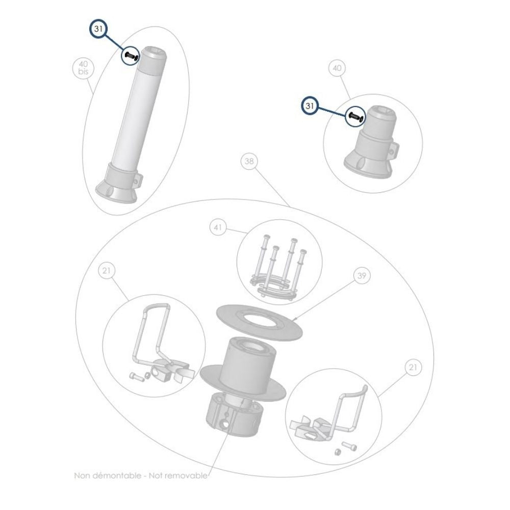 Facnor Bottom Extrusion Telescopic Section Screw & Washer for LS165 / LX165 / LX180 / RX220 / RX260 Furlers